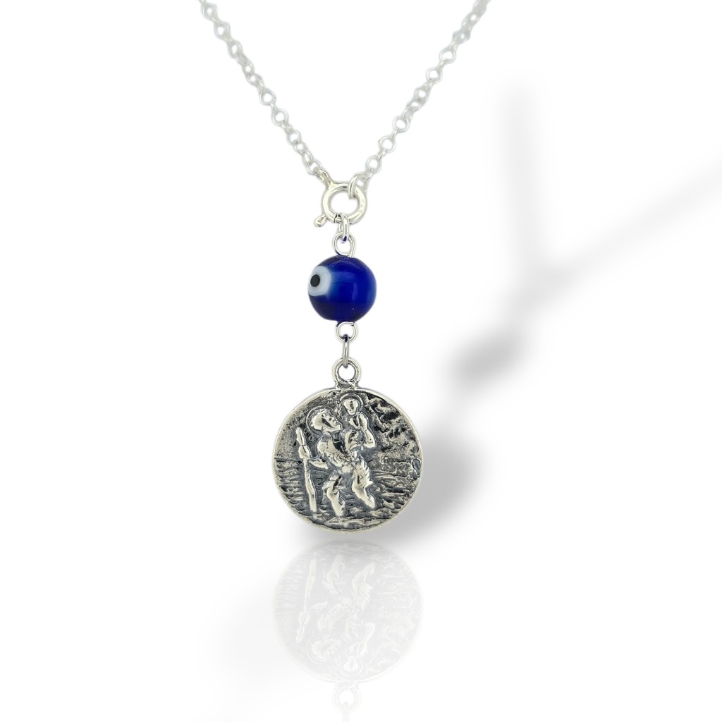 Φυλαχτό αυτοκινήτου Αγ. Χριστόφορος απο ασήμι 925° (code TX002572)